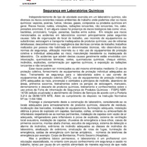 Segurança em Laboratórios Químicos